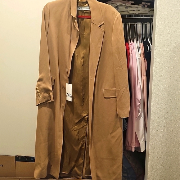 Zara Coat Flowing frock trench coat long jacket sz XS - Picture 11 of 12